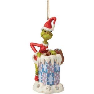Jim‎ Shore Dr. Seuss The Grinch in Chimney Hanging Ornament, 5 Inch, Multicolor
